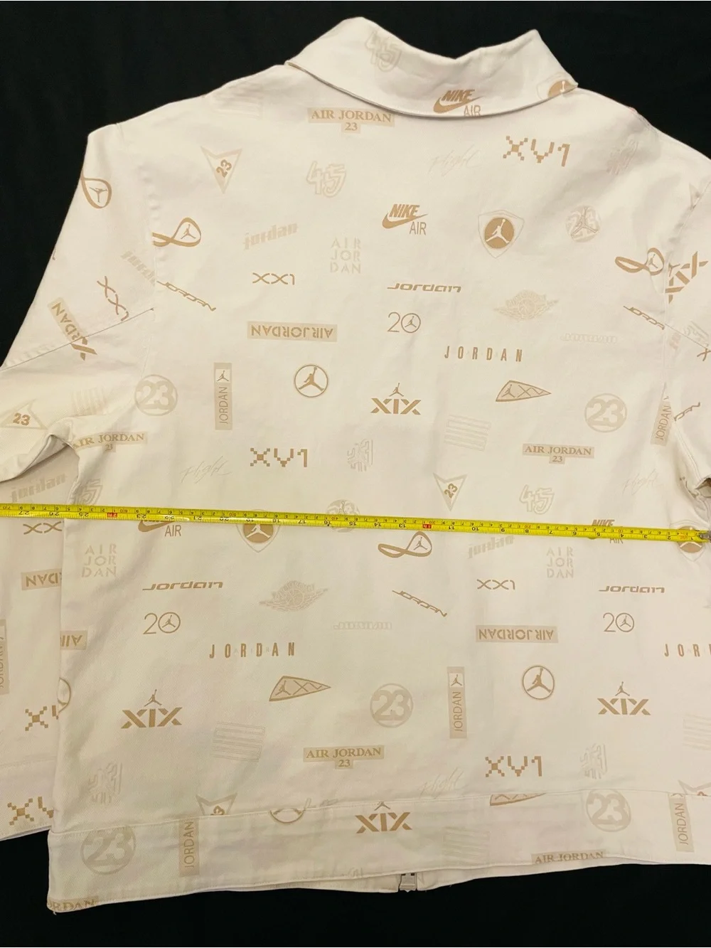 Jordan Flight Heritage Jacket XL All Over Print Zip Vintage Beige 98% Cotton
